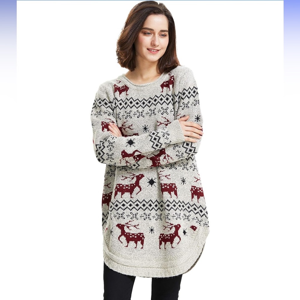 Nordic Reindeer Tunic Sweater - Picture 2 of 9